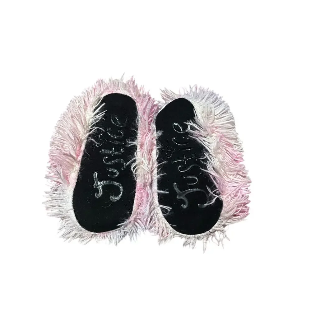 Justice furry monster slippers shaggie boots like new nwot fluffy tie dye